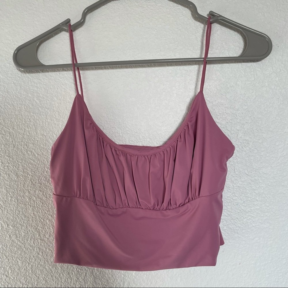 Pink rushed bust top